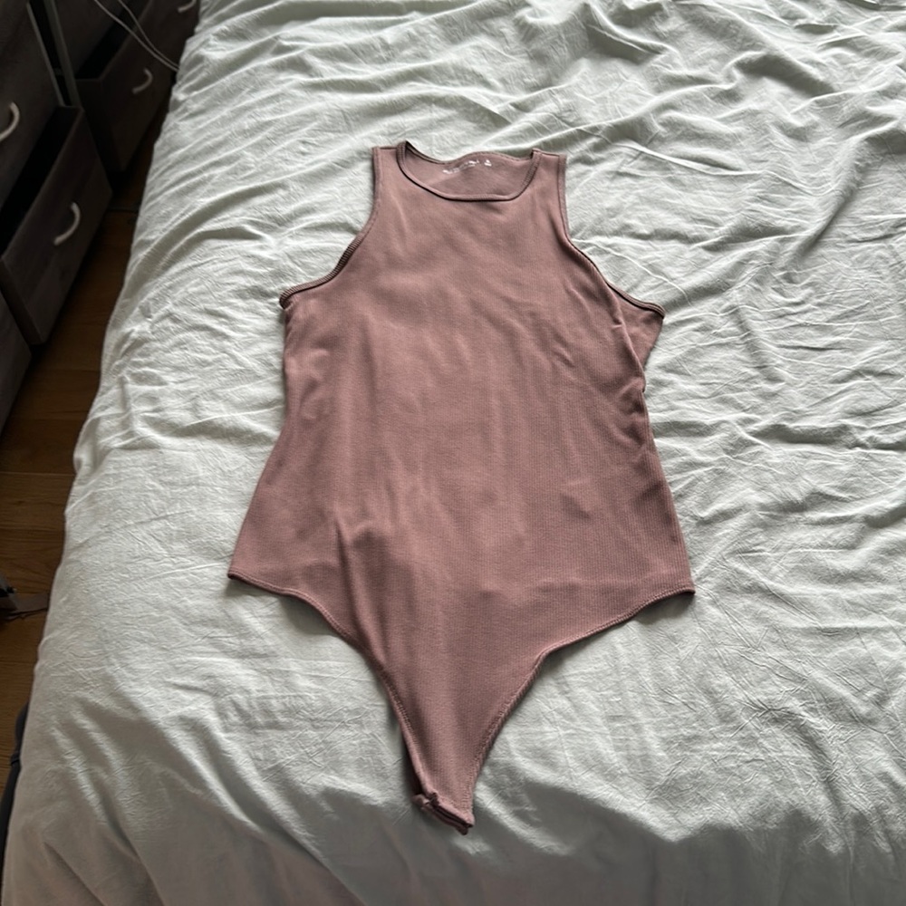 Abercrombie and fitch purple/brown ribbed bodysuit size xl